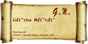 Görbe Máté névjegykártya